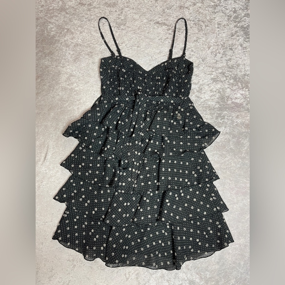 Y2K 2000s volcom tierd ruffle dress skirt - Picture 2 of 11